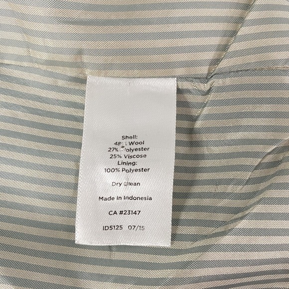 Talbots Blazer Womens 16 Petite Blue Wool Herringbone Tweed Lined Jacket Office - Picture 10 of 15